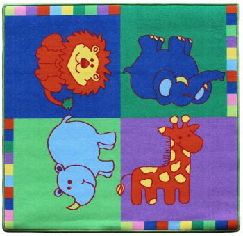 Teppich Elefant-Löwe-Giraffe und Nashorn